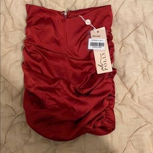 Oh Polly Red Rouched Skirt Size 4UK US0